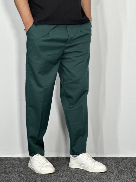 شلوار مام فیت پارچه مازراتی مردانه سبز