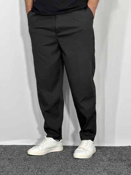 شلوار مام فیت پارچه مازراتی مردانه مشکی