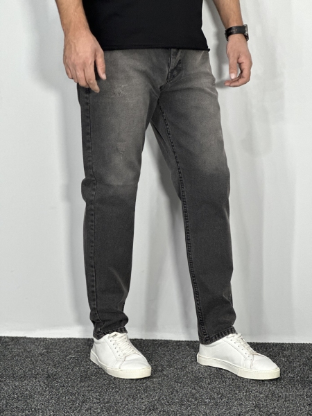 شلوار جین مام فیت مردانه رنگ ذغالی گازوییلی