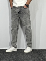 شلوار جین مام فیت زاپدار مردانه طوسی روشن