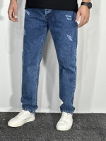 شلوار جین مام فیت مردانه رنگ آبی تیره