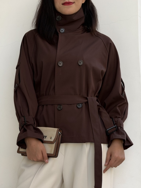 ترنچ کت یقه ایستاده ساتنا