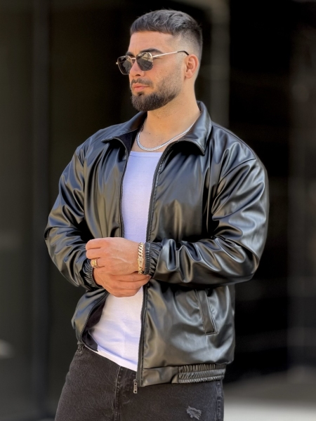 کاپشن چرم RIKO مشکی