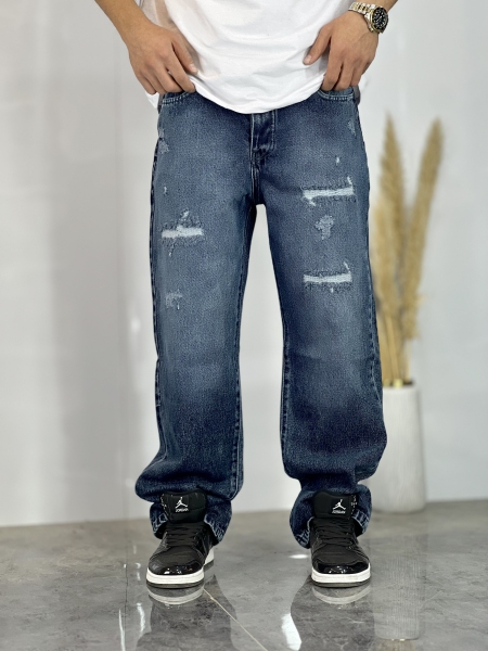 شلوار بگ Vip زاپدار آبی سیر کد 167