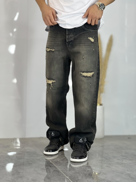 شلوار بگ Vip ذغالی گازوییلی زاپدار کد 2303