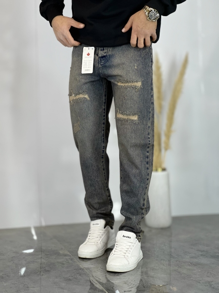 شلوار مام فیت جین Vip آبی کثیف کد 256