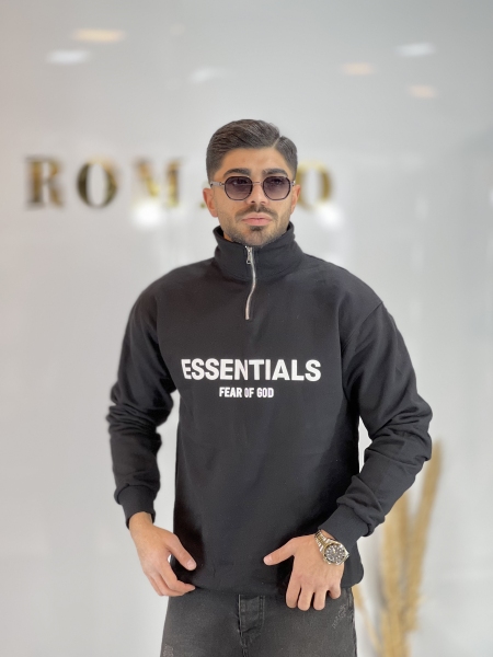 دورس نیم زیپ چاپ سینه essential مشکی