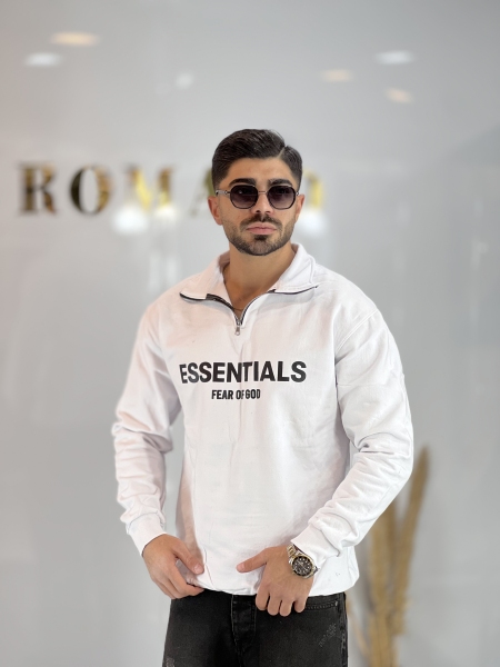 دورس نیم زیپ چاپ سینه essential سفید