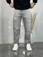 شلوار مام فیت جین Vip طوسی زاپدار کد 443