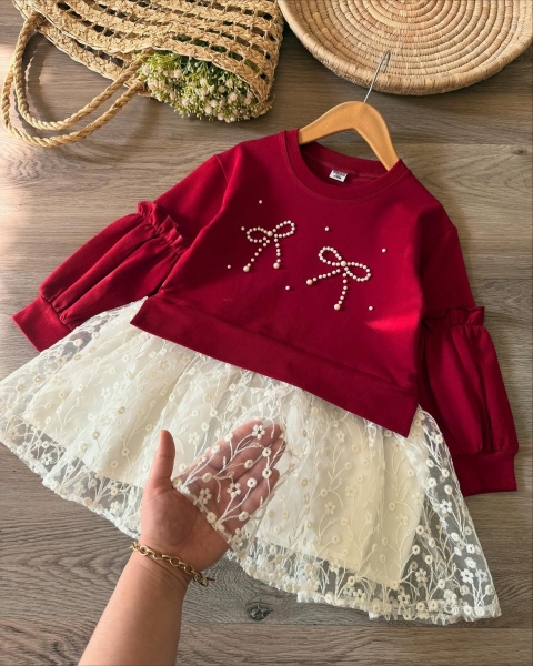 پیراهن پاپیون مرواریدی