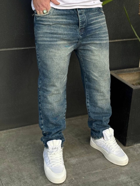 شلوار جین مام فیت طرح جدید SKINNY آبی تیره