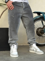 شلوار جین مام فیت زاپدارFASHION SKINNY زغالی روشن