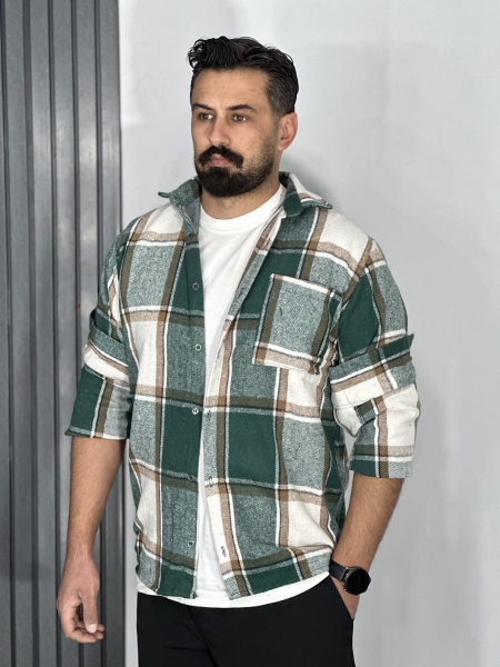 پیراهن پشمی پارچه وارداتی مردانه سبز