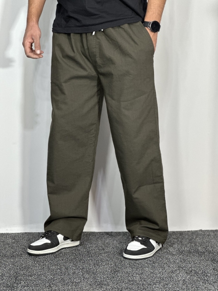 شلوار بگ استایل کتان نیل مردانه سبز