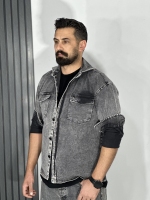 پیراهن جین ضخیم مردانه طوسی روشن