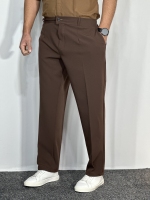شلوار نیم بگ پارچه مازراتی ضخیم مردانه قهوه ای