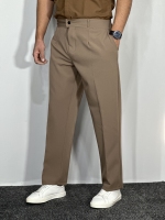 شلوار نیم بگ پارچه مازراتی ضخیم مردانه رنگ موکایی