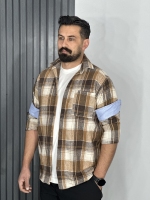 پیراهن پشمی پارچه وارداتی مردانه شکلاتی