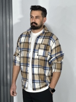 پیراهن پشمی پارچه وارداتی مردانه قهوه ای