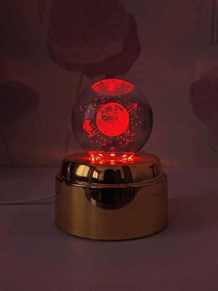 گوی کهکشانی چرخشی 7 رنگ طرح دختر روی ماه