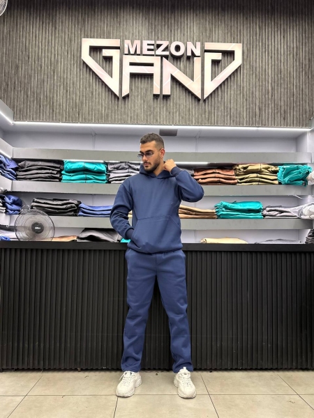 ست هودی شلوار ساده سرمه ای