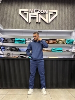 ست هودی شلوار ساده سرمه ای