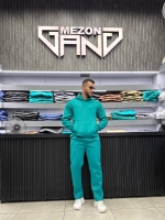 ست هودی شلوار ساده سبزآبی