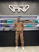 ست هودی شلوار ساده نسکافه ای