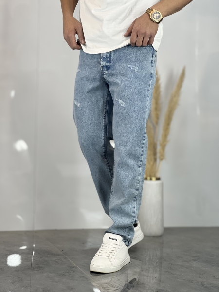 شلوار مام فیت جین Atk آبی یخی کد 37