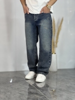 شلوار نیم بگ جین B آبی کثیف کد 75