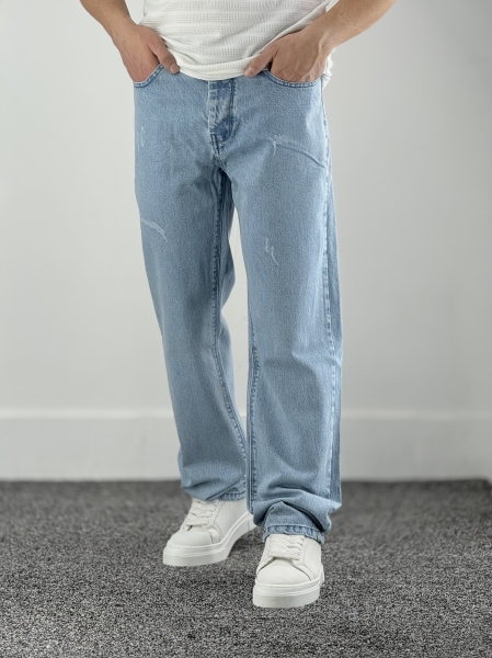 نیم بگ جین آبی روشن ساده کد 105