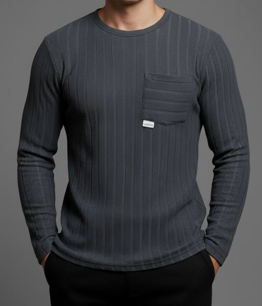 تیشرت حراجی آستین بلند MACHINIST طوسی تیره