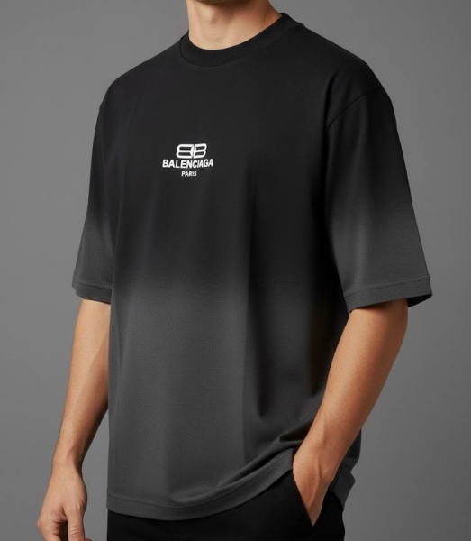 تیشرت آستین کوتاه کاستوم بالنسیاگا زغالی