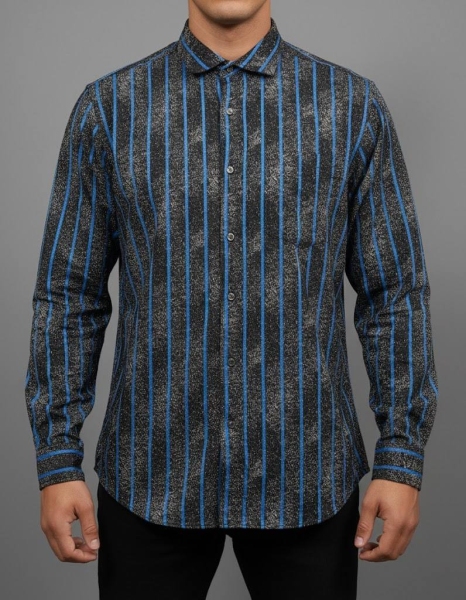 پیراهن آستین بلند راه راه Abercrombie طوسی آبی