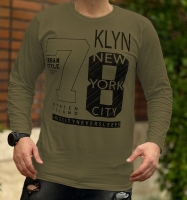 تیشرت آستین بلند 78 زیتونی تیره