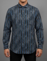 : پیراهن آستین بلند راه راه Abercrombie طوسی آبی