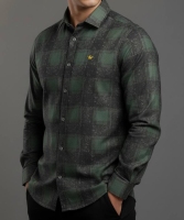 پیراهن آستین بلند چهارخونه Crown طوسی سبز