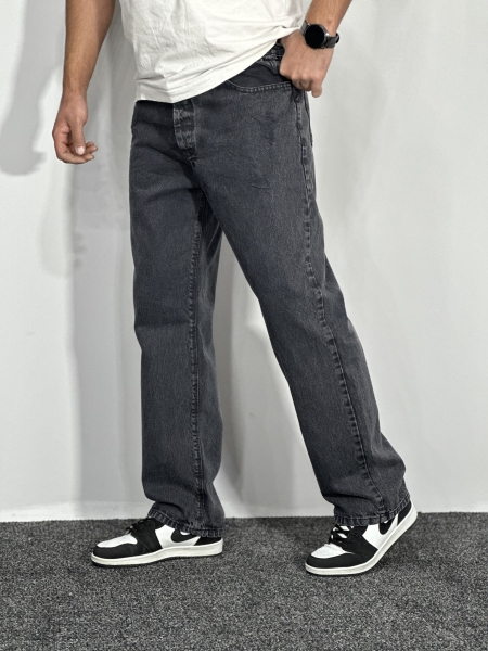 شلوار جین بگ استایل (گرم بالا ) مردانه رنگ ذغالی