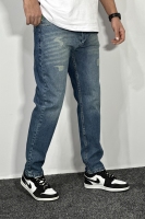 شلوار جین مام فیت زاپدار مردانه آبی گازوییلی