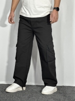 شلوار کارگو بگ استایل کتان نیل مردانه مشکی