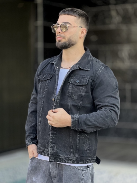 کت جین باکسی ZARA ذغالی تیره