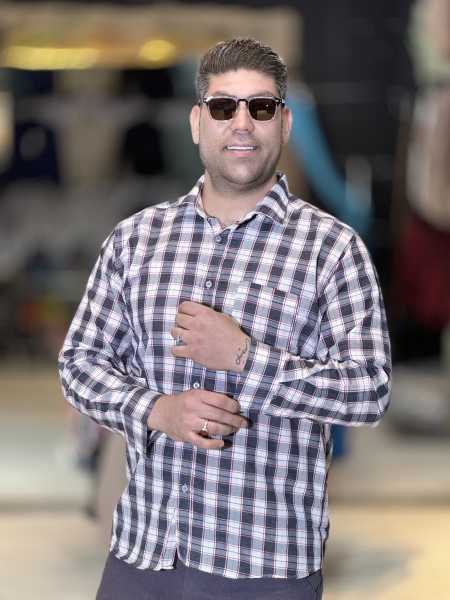 پیراهن پارچه ای درجه یک پیراهن کلاسیک(خط زرد قرمز