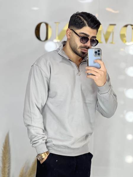 دورس نیم زیپ ساده Ems طوسی