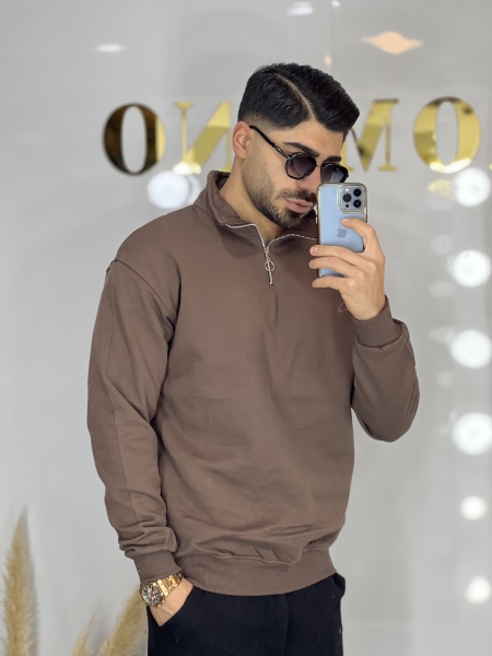 دورس نیم زیپ ساده Ems موکا