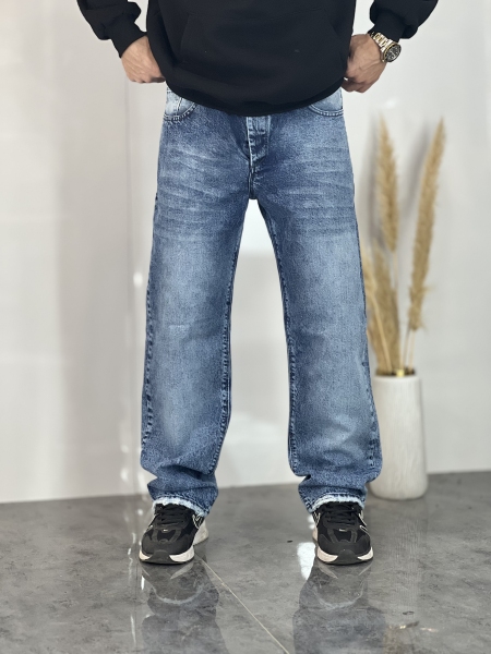 شلوار نیم بگ جین L سرمه ای کد 134