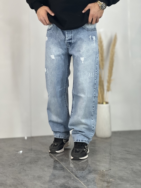 شلوار نیم بگ جین L یخی زاپدار کد 131