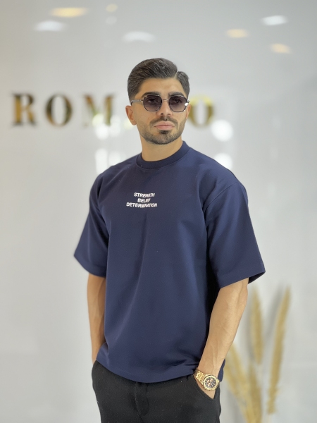 تیشرت دورس سه نخ ضخیم SBD سرمه ای