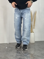 شلوار نیم بگ جین L یخی زاپدار کد 131