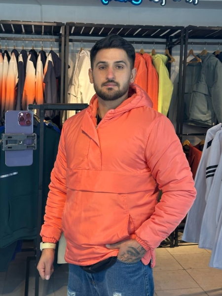 کاپشن نیم زیپ داخل پشم شیشه گرم بالا رنگ گلبهی