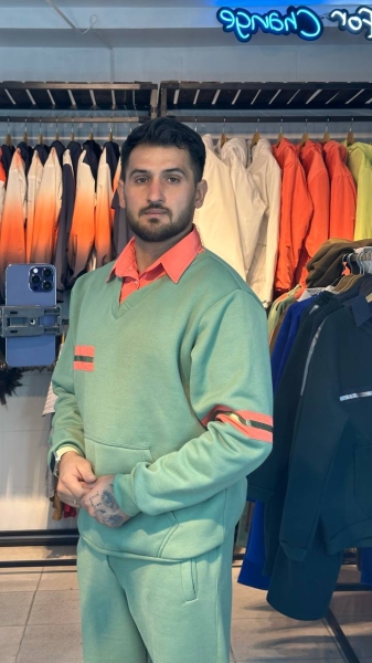 ست شلوار دورس قواره آزاد رنگ مغز پسته ای